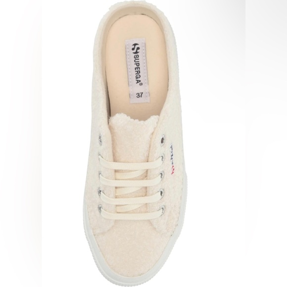 NWT - Superga Ecru Faux Shearling Slip-ons - Size 8.5 - Picture 2 of 6